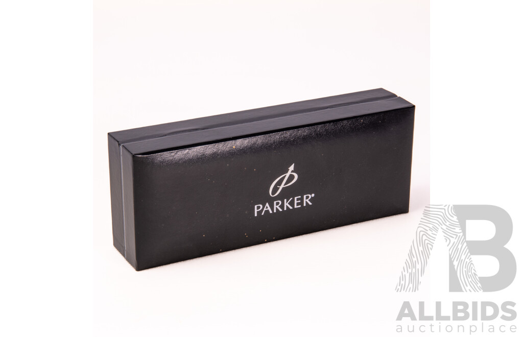 Collection Three Parker Retractable Ballpoint Pens and One Parker Retractable Pencil in Parker Case