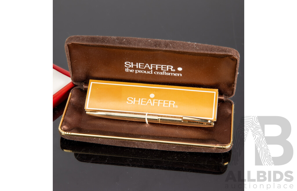 Sheaffer USA Gold Plated Retractable Pen and Another Sheaffer Retractable Pen Both in Original Cases