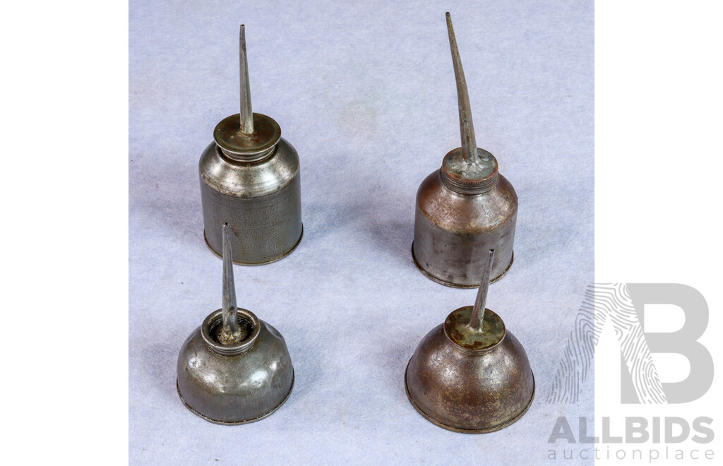 Collection of Four Vintage Metal Thumb Oilers