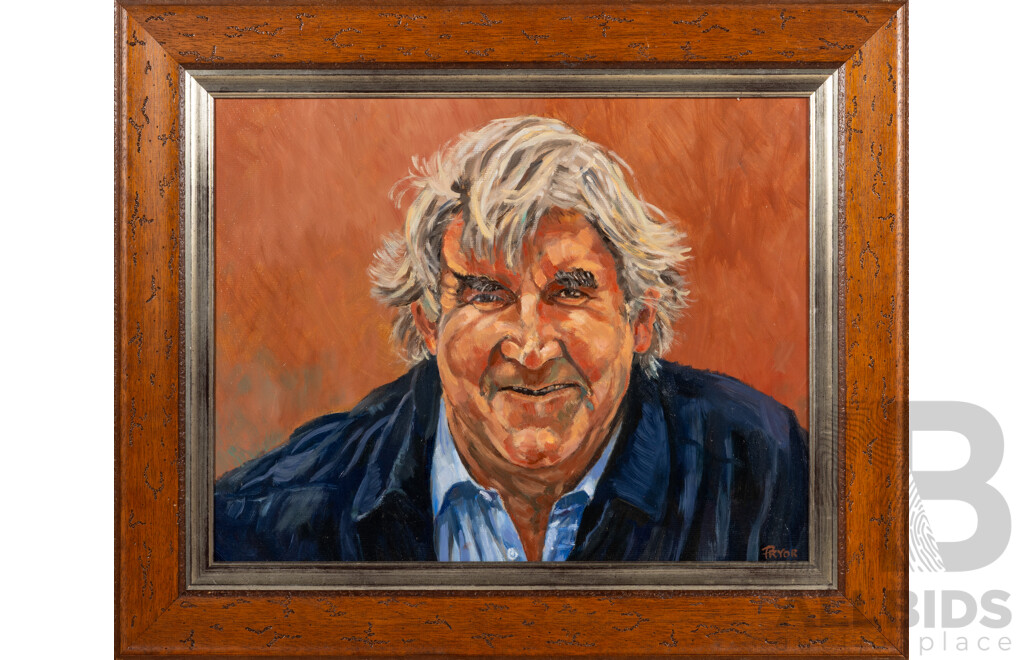 Geoff Pryor, (20th Century, Australian, 1944-), Portrait of Fred Hollows OAM (1929-1933), Wonderful Original Oil on Canvas Board, 52 x 62 cm (frame)