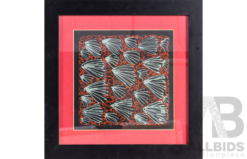 Hazel Morton Kngwarreye, (20th Century, Indigenous-Australian, 1964-), Spider Flowers (Grevillia), Original Acrylic on Canvas, 30 x 30 cm (frame)