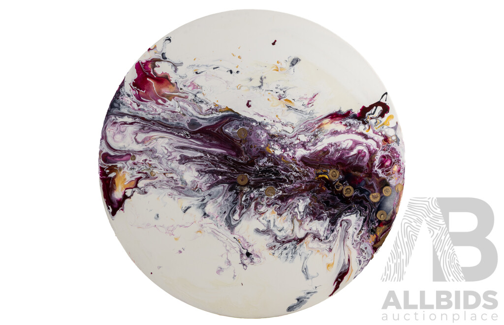 Nessa Lovell, (20th Century, Australian), Jupiter's Sister (2019), Pouring Acrylics, Pigment Powder and Alcohol Ink on Canvas, 76 x 76 cm