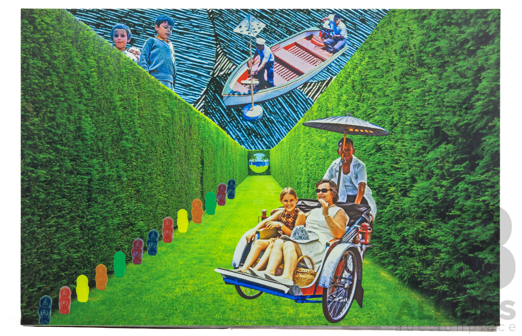 Jane Barney (20th Century, Australian), Family Portrait From the Series Holiday Fever (2014), Quality Colour Digital Print on Car Door Magnet Attached to Metal Panel, 40 x 60 cm