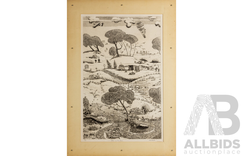 Leon Pericles, (20th Century, Australian, 1949-), Down on the Farm, Wonderful Editioned and Signed Original Etching, 102 x 72 cm (frame)