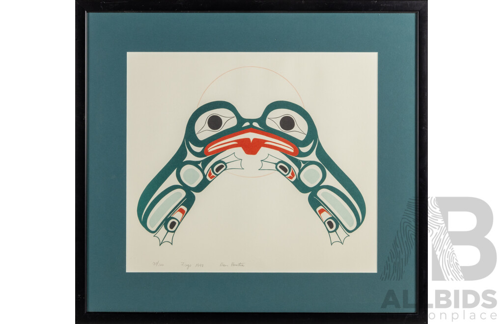 Ben Houstie, (20th Century, Indigneous-Canadian, 1960-), Frogs (1992), Signed & Editioned Silkscreen Print, 54 x 59 cm (frame)