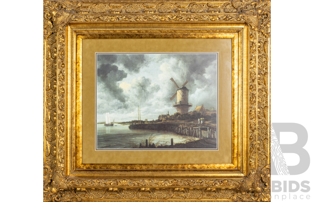 Jacob Van Ruisdael (Dutch, 1628-1682), Windmill at Wijk, Contemporary Reproduction Print After the Original, 80 x 90 cm (frame)