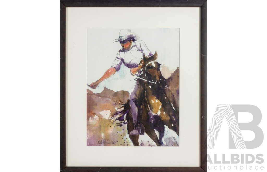 Veronica Robilliard, (20th Century, British-Born Australian), Days End & Round Up, Nice Pair of Original Quality Reproduction Prints After Original Watercolours, 52 x 45 cm (frames) (2)