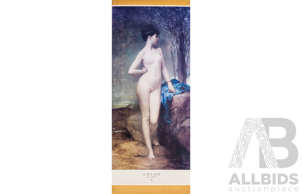 Jules Lefbvre, (19/20th Centuries, French, 1836-1911), Chloe', Reproduction Colour Poster Print After Original Oil on Canvas, 110 x 45 cm (frame)