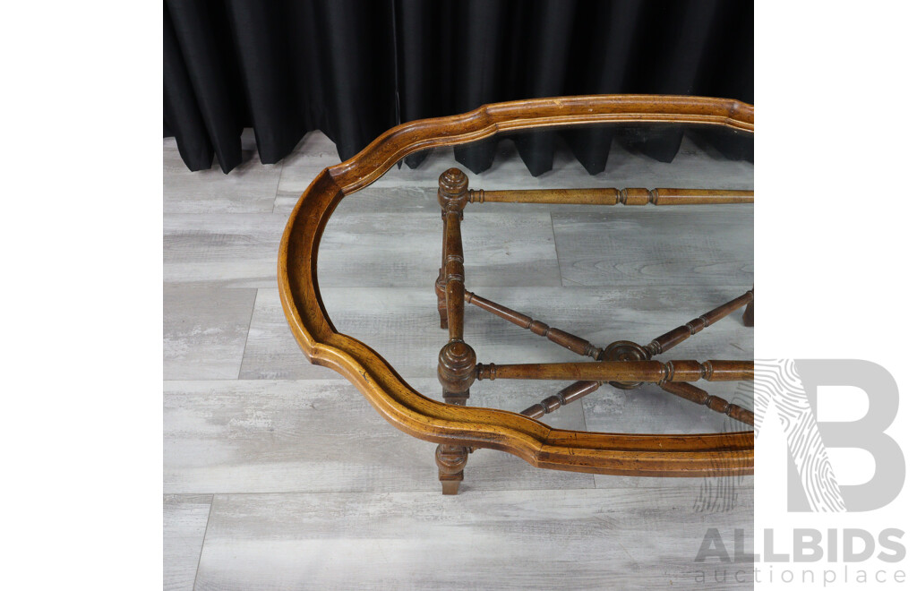 Italian Elm Framed Glass Top Coffee Table