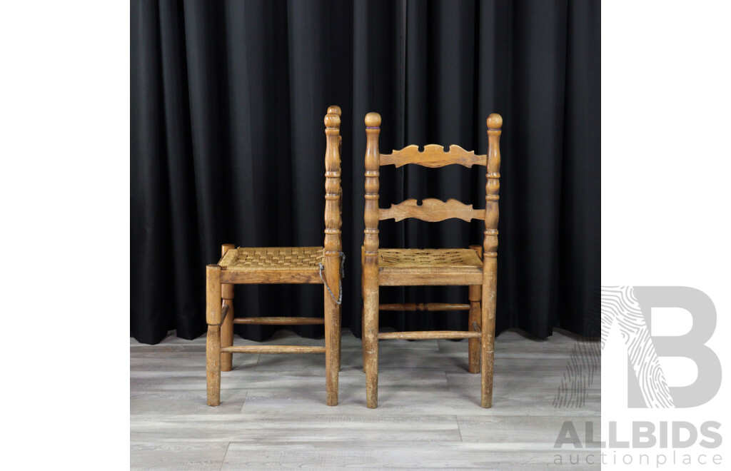 Set of Four Vintage Ladder Back Dining Chairs