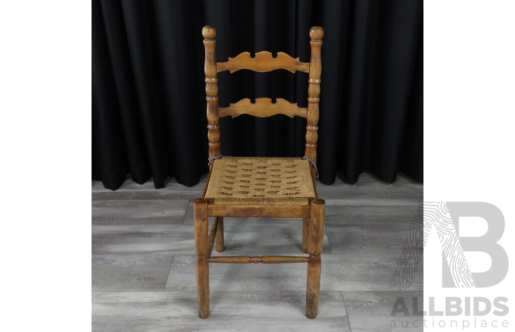 Set of Four Vintage Ladder Back Dining Chairs