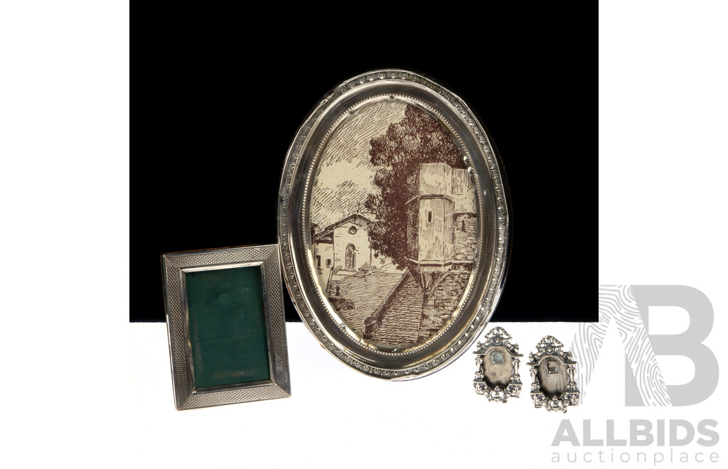 Collection Four Photograph Frames with .800 Silver Surrounds