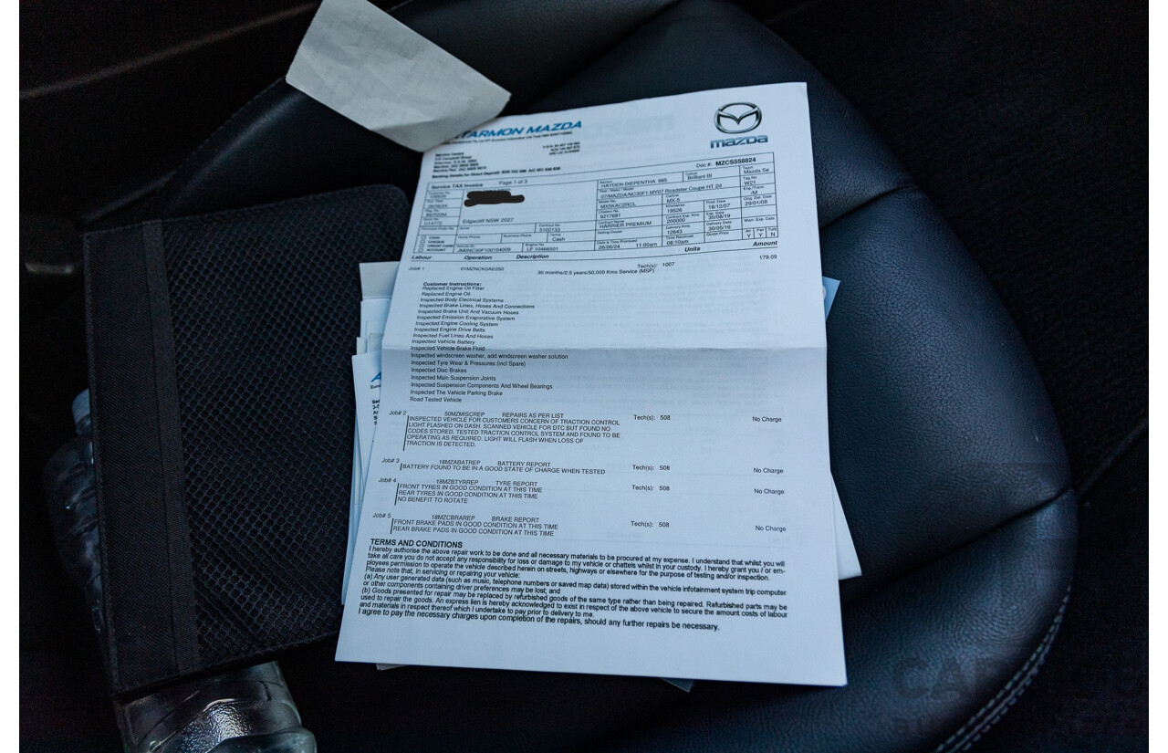 1/2008 Mazda MX-5 NC MY06 Upgrade 2d Hardtop Convertible Brilliant Black 2.0L