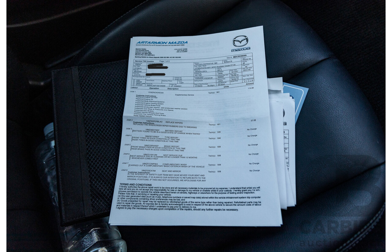 1/2008 Mazda MX-5 NC MY06 Upgrade 2d Hardtop Convertible Brilliant Black 2.0L