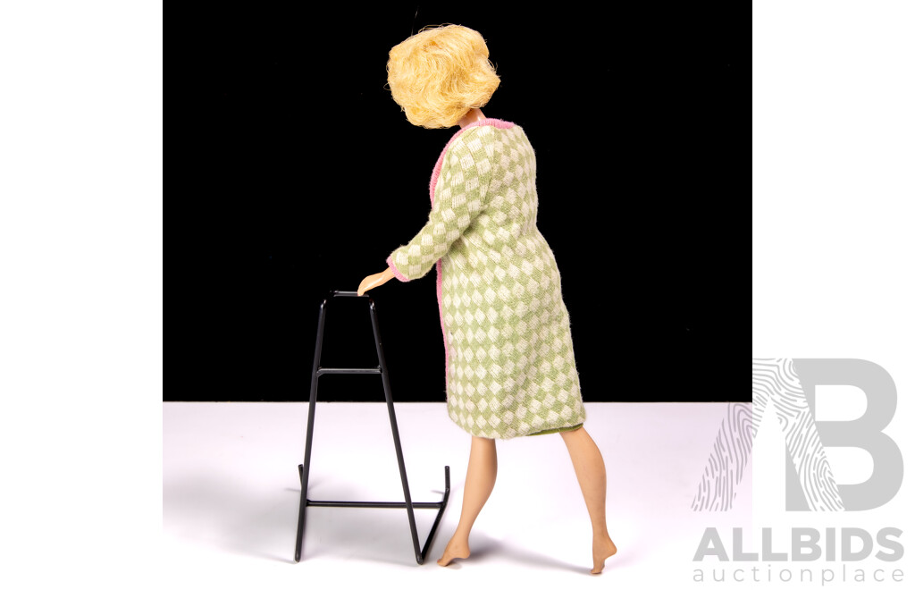 Rare Original Vintage Early 1960s Side Part Blond Bubble Cut Barbie Doll with Full Mattel Stamp & Japan Stamp to Foot, Wearing Labelled Barbie Poodle Parade Outfit