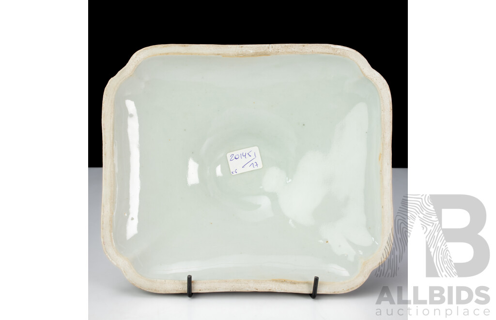 Wonderful Antique Chinese Canton Export Ware Famille Rose Porcelain Hand Painted Lidded Nyonya Dish with Internal Scene with Figures, Butterflies and Flowers, Circa 1830