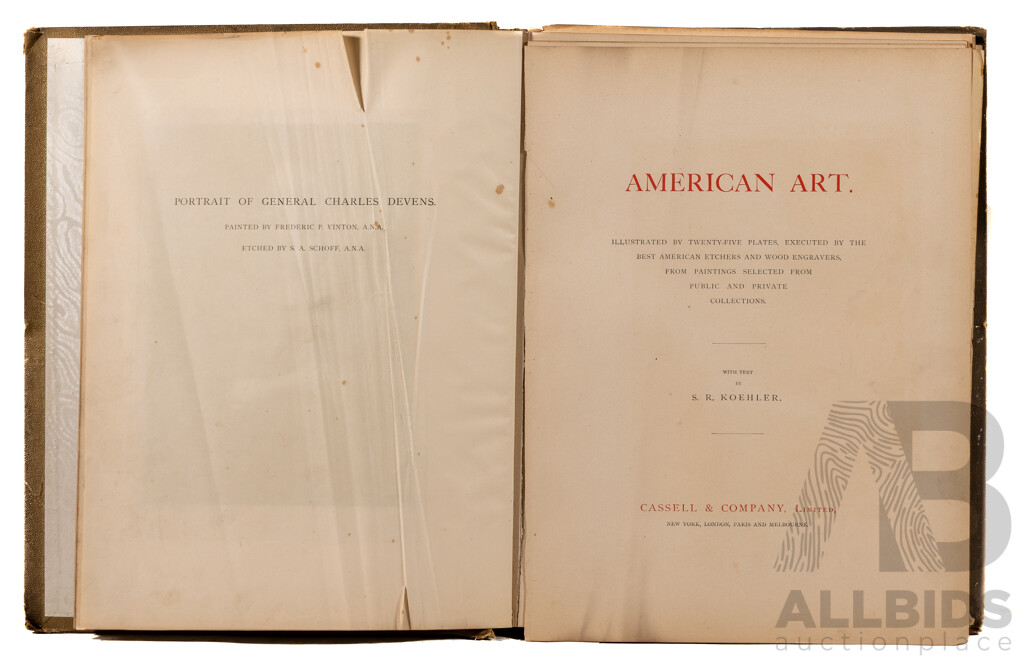 American Art, Illustrated Volume with 25 Plates, Executed by Best American Etchers & Wood Engravers From Public & Private Collections, Signed & Limited Edition Antique Copy From 1886