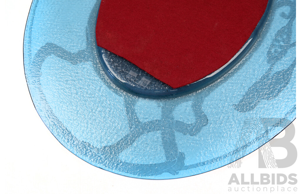 Blue Glass Mirror with Etched Design to Surround, Purchased at Australian National Gallery