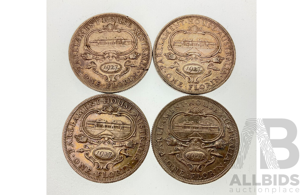 Four Australian 1927 Silver Commemorative Florins .925