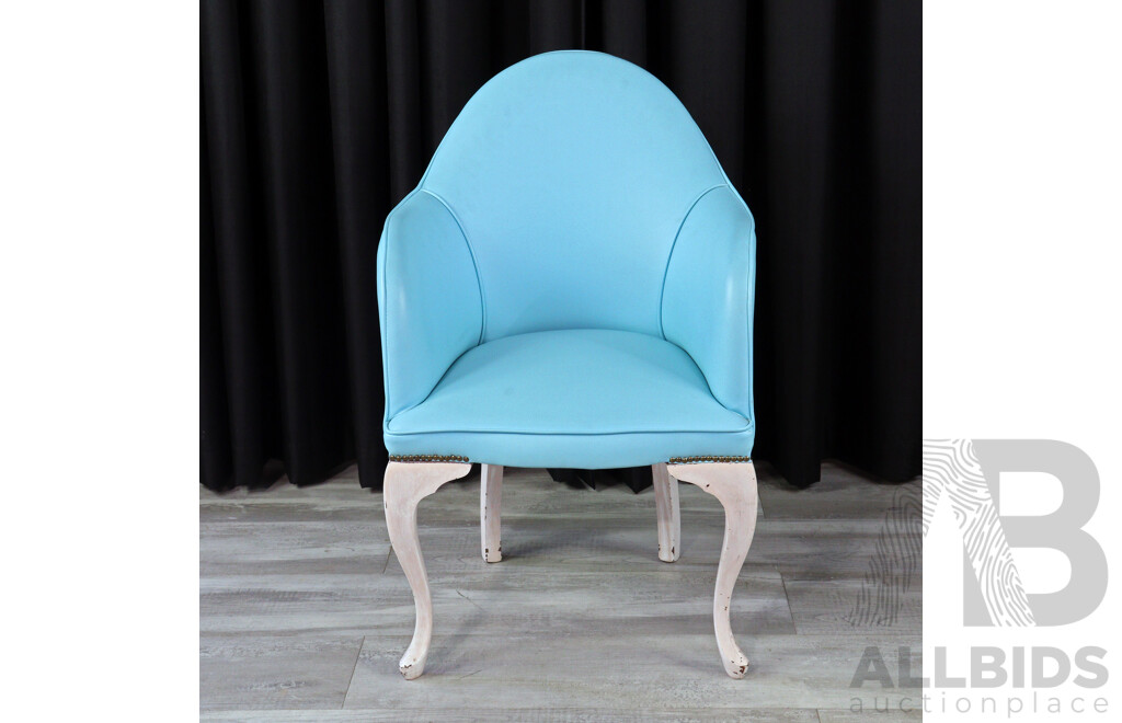 Teal Leather Bedroom Chair with Painted Base