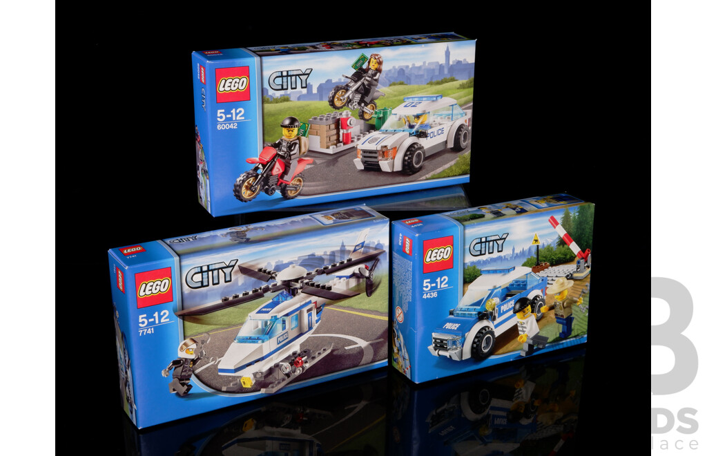 Collection Three Retired Lego Sets, City, 60042, 4436 & 7741, Sealed New in Boxes