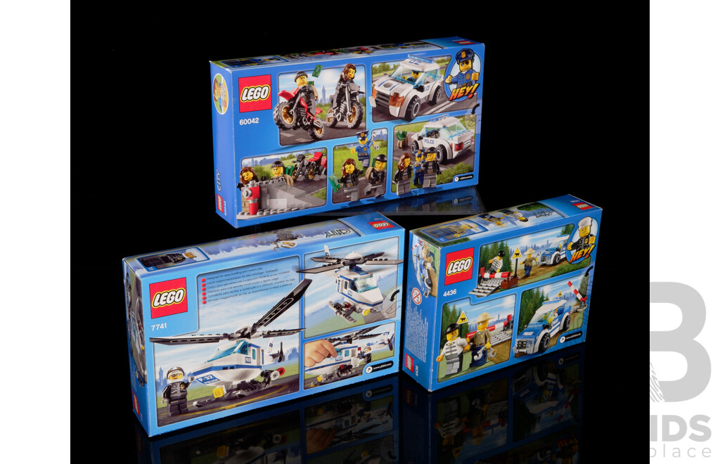 Collection Three Retired Lego Sets, City, 60042, 4436 & 7741, Sealed New in Boxes