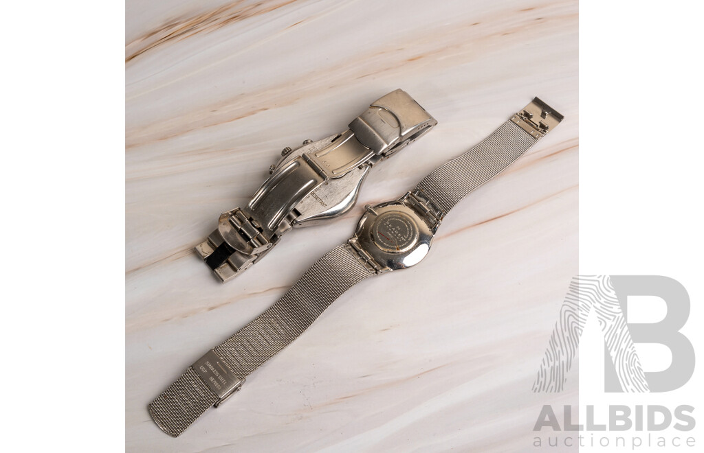 Lot of Two Watches, Including Skagen 34mm Gents Silver Mesh Strap and Swatch 39mm Irony Chrono Windfall Watch
