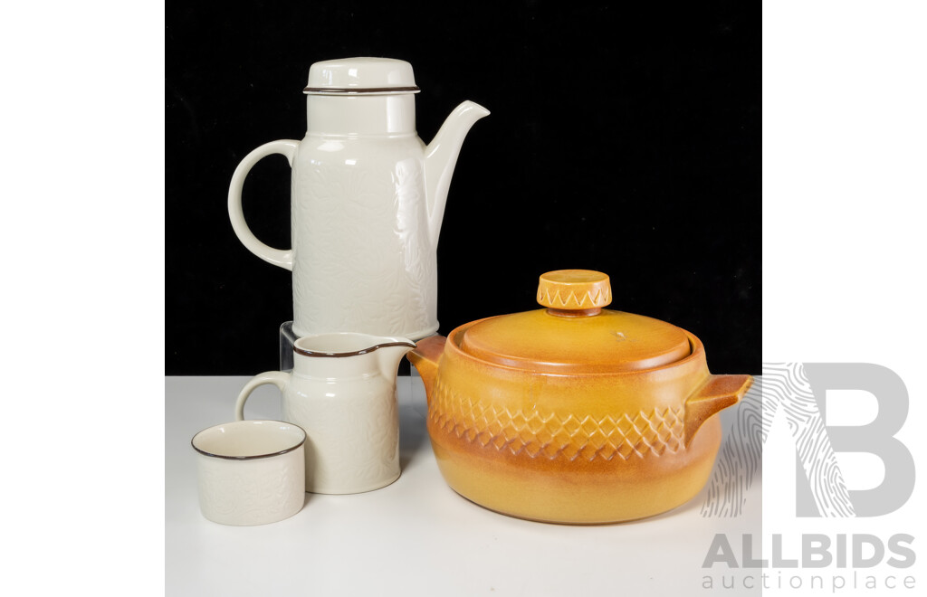 Collection Three Royal Doulton Lambeth Pieces in Ting Pattern Along with Mid Century Dianna Nefertiti Lidded Tureen