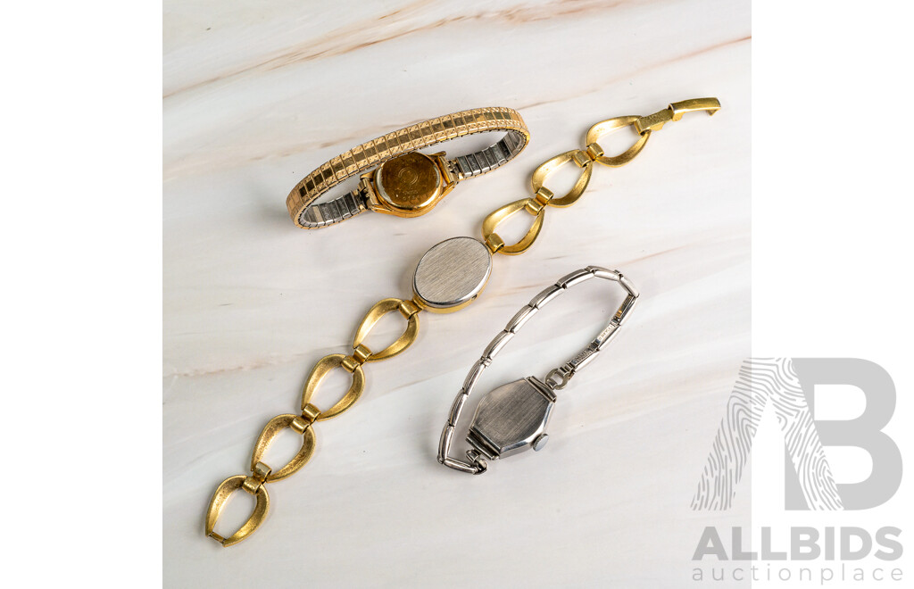 Vintage Omega & Olma 17 Jewels Ladies Watches, Manual Winding with Movement, Coronet Watch with Missing Crown