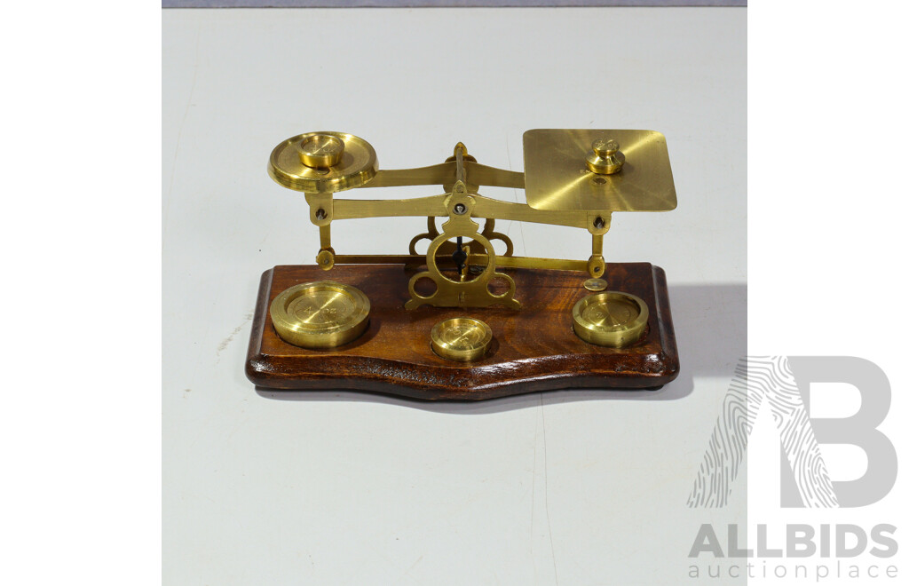 Set of Reproduction Brass Counter Weight Scales with Weights