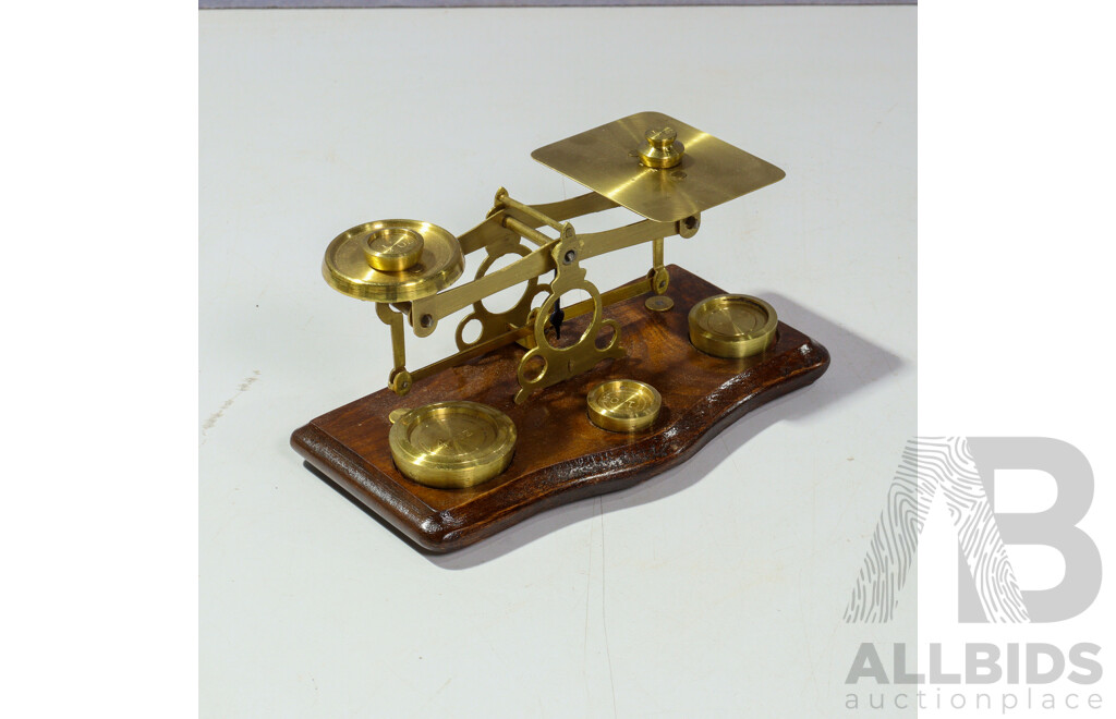 Set of Reproduction Brass Counter Weight Scales with Weights