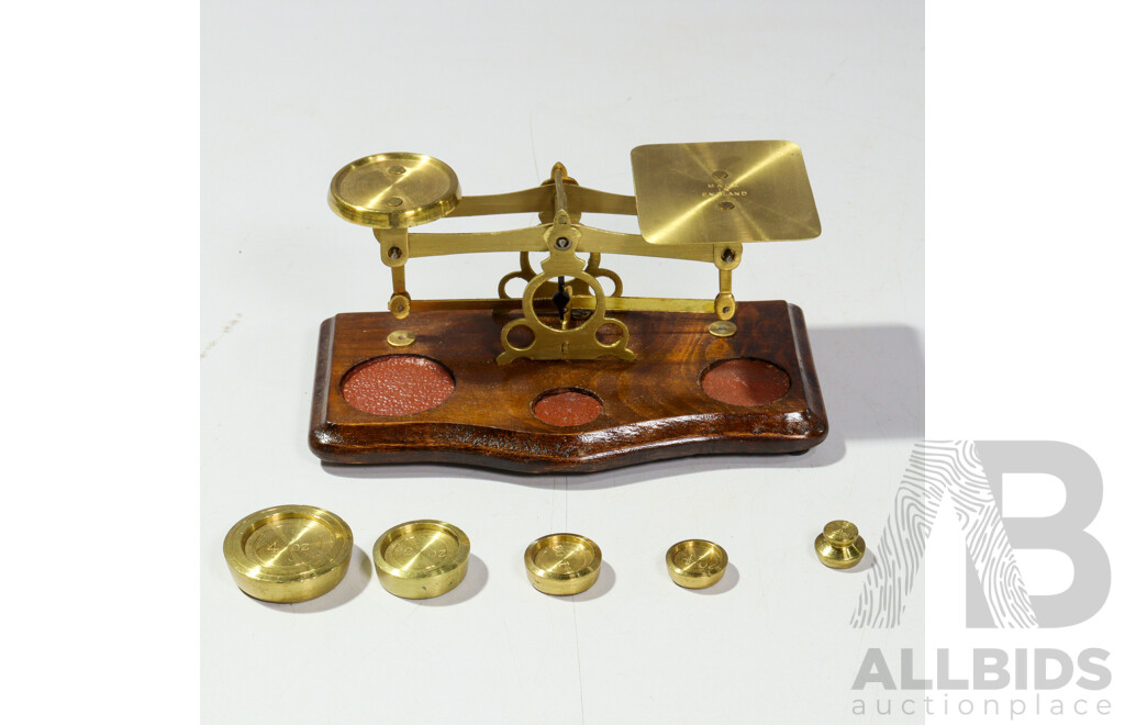 Set of Reproduction Brass Counter Weight Scales with Weights