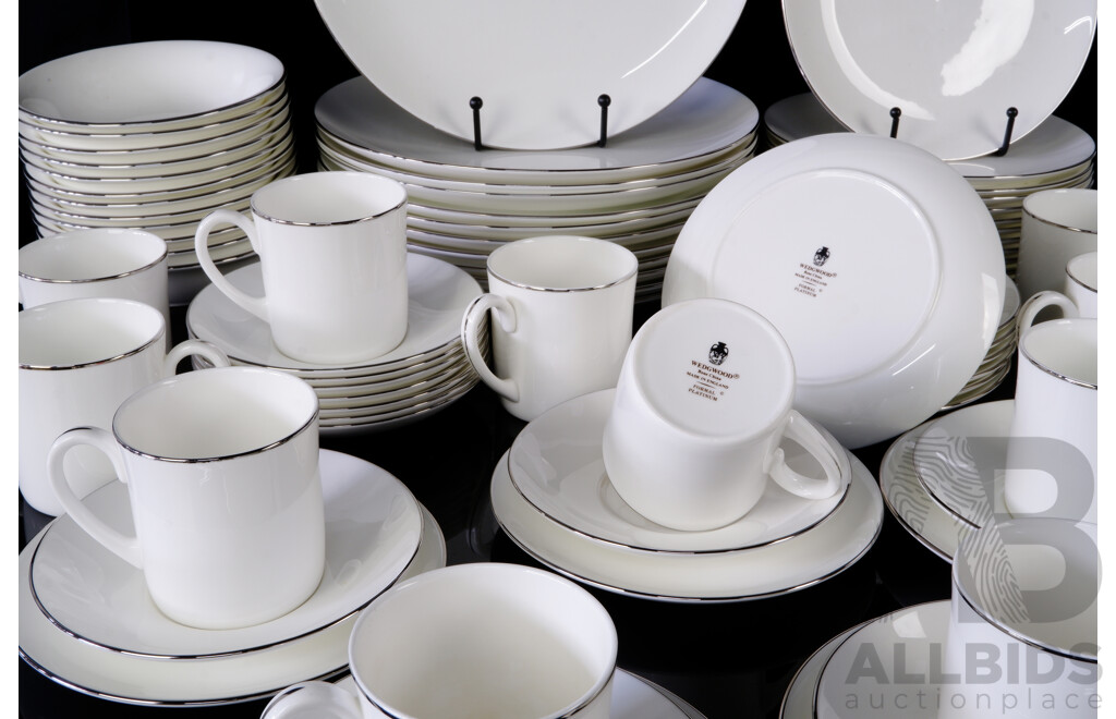 Wedgwood Porcelain 72 Piece Dinner Service for 12 in Formal Platinum Pattern