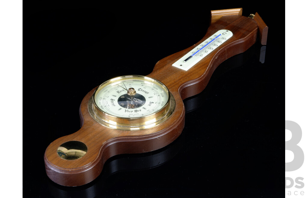 Retro Wooden Barometer and Thermometer by Pracisions West Germany