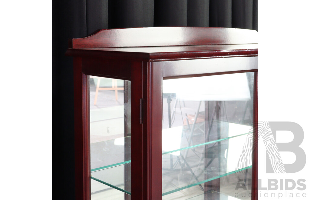 Queen Anne Style Raised Two Shelf Glass DIsplay Case