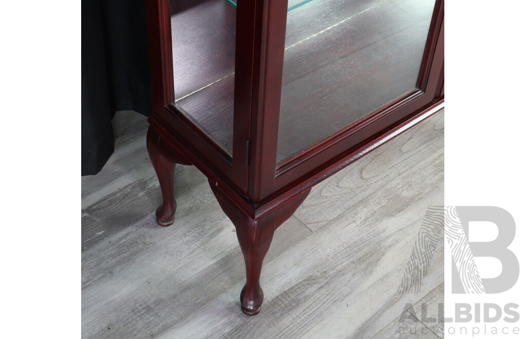 Queen Anne Style Raised Two Shelf Glass DIsplay Case