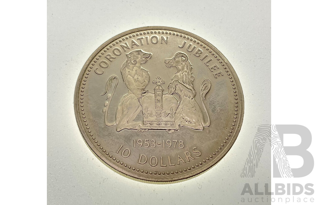 Cook Islands 1978 Silver Ten Dollar Coin, 25th QE2 Anniversary Coronation .925