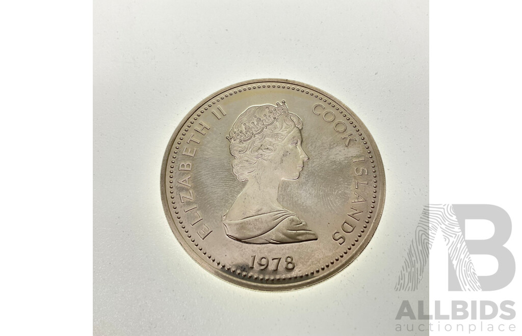 Cook Islands 1978 Silver Ten Dollar Coin, 25th QE2 Anniversary Coronation .925