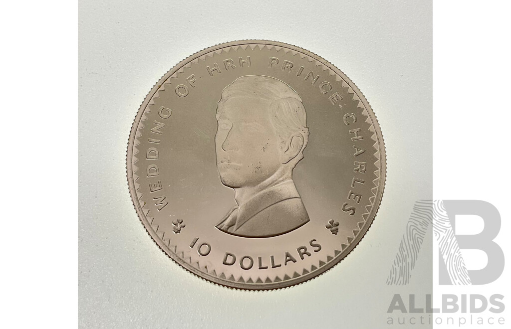 Fiji 1981 Silver Ten Dollar Coin, Royal Wedding of Prince Charles and Lady Diana .925