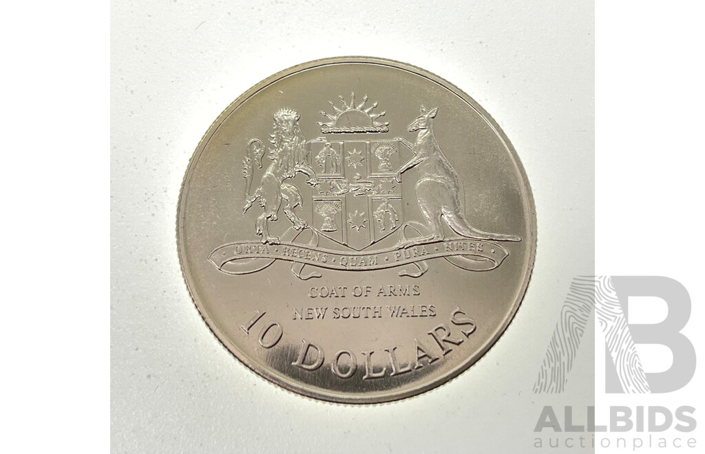 Australian 1987 Silver Ten Dollar Coin, State Series, New South Wales .925
