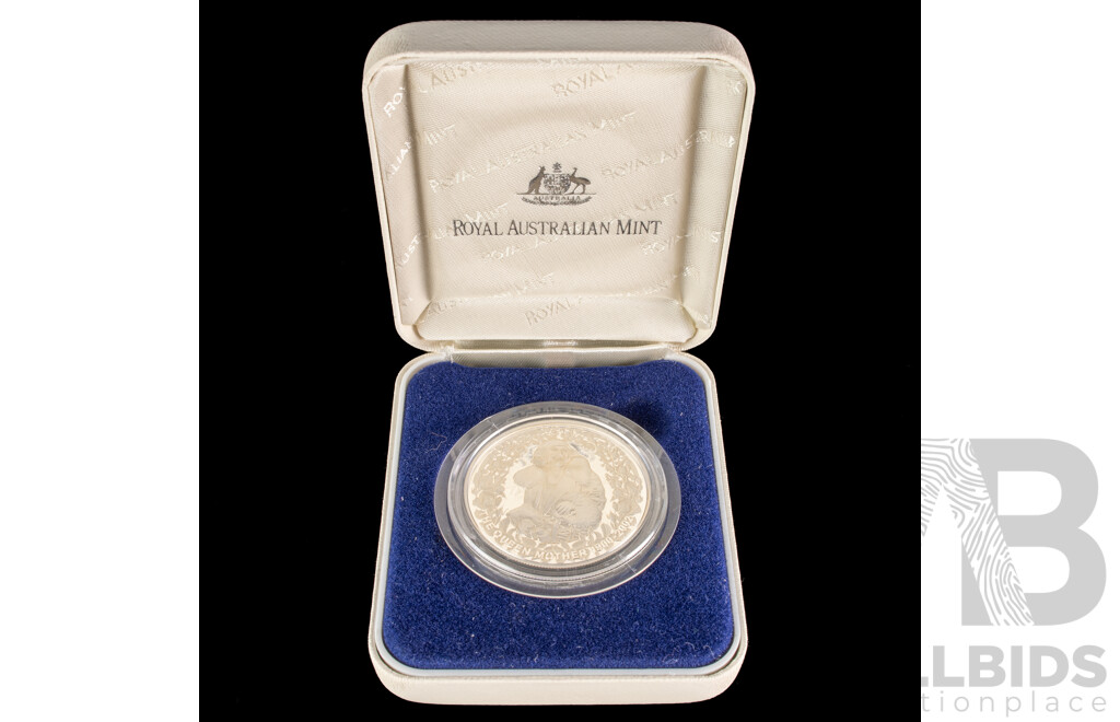 Australian RAM 2002 Silver Proof Five Dollar Coin, The Queen Mother 1900-2002 - A Celebration of Her Life  .999