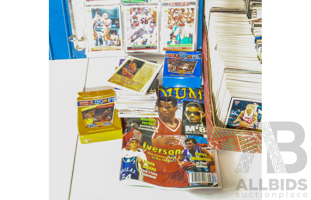 Large Collection of Early 1990's NBA, NBL, NFL Collector Cards Including Skybox, Fleer, Hoops, Upper Deck, Futera