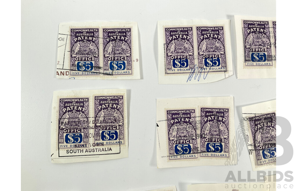 Fifty Australian Five Dollar Patent Office Stamps, Series Two