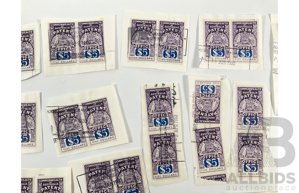 Fifty Australian Five Dollar Patent Office Stamps, Series Two