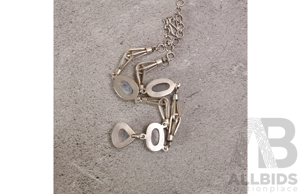 Vintage Sterling Silver Moonstone Cabochon Drop Pendant Necklace, 45cm, 61.34 Grams