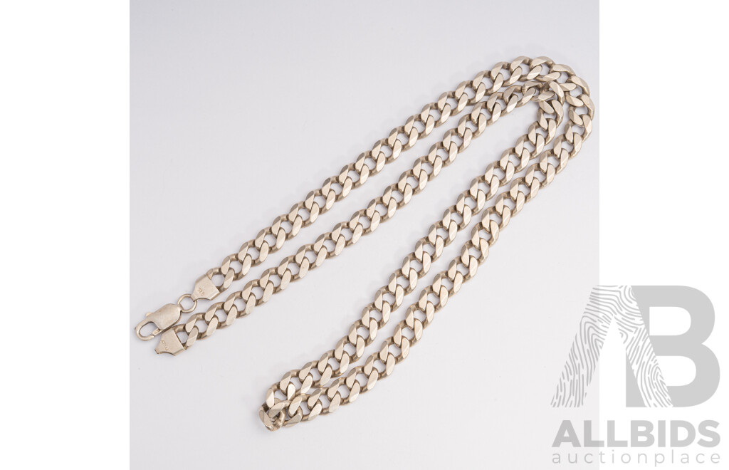 Sterling Silver Flat Curb Link Necklace, 60cm, 63.33 Grams