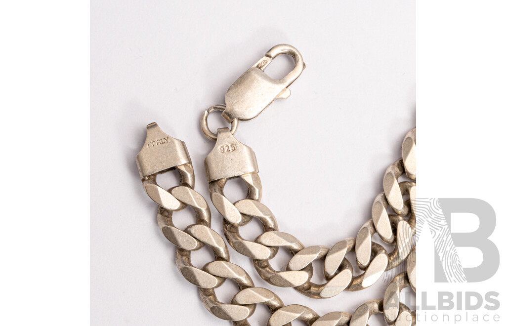 Sterling Silver Flat Curb Link Necklace, 60cm, 63.33 Grams