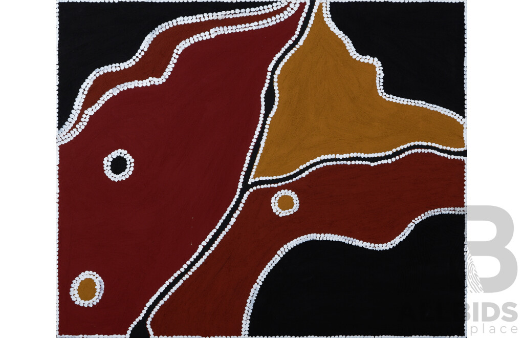 Freddie Timms, (20th Century, Indigenous-Australian, 1944-), Bow Junction, (2011), Ochre on Canvas, 75 x 90 cm