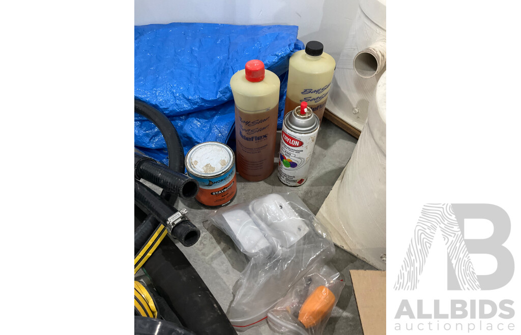 Large Lot of New and Unused Marine Hardware and Stainless Fittings, Exhaust Pipe and Cummins Mufflers