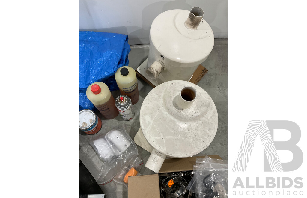 Large Lot of New and Unused Marine Hardware and Stainless Fittings, Exhaust Pipe and Cummins Mufflers